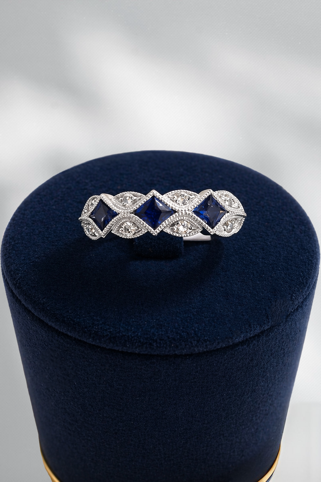 .55cttw Sapphire and Diamond Ring-14KW