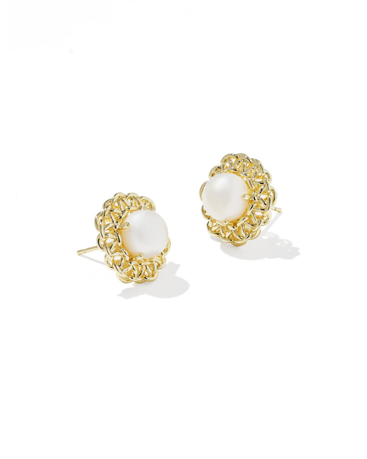 Gabriella Pearl Stud Earring Gold Freshwater Cultured Pearl