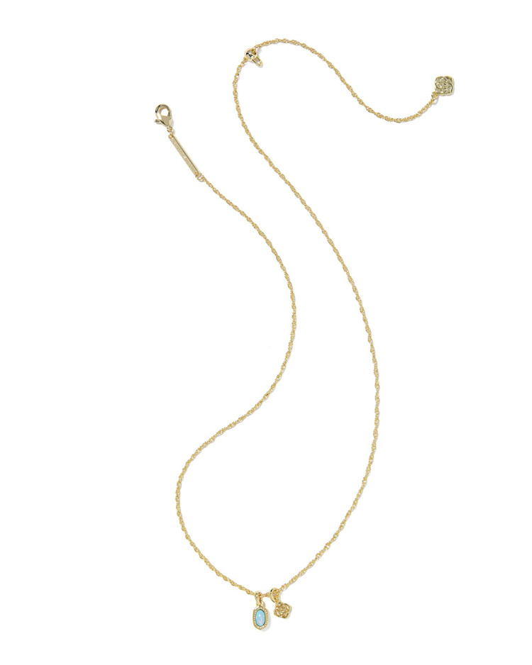 Mini Elisa Dira Necklace Gold Blue Lab Grown Opal