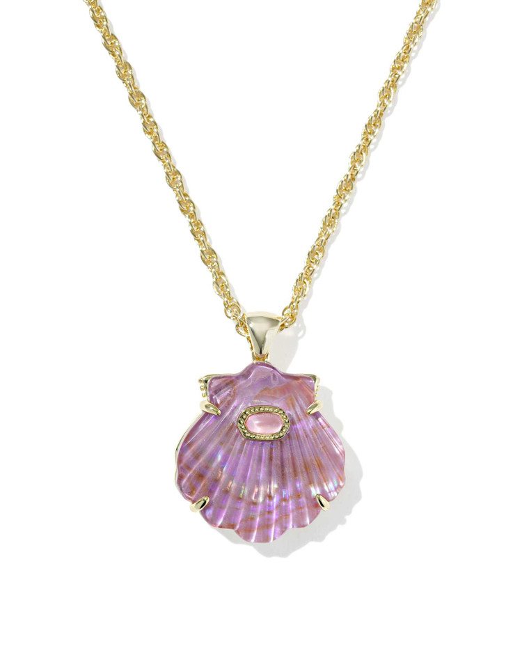 Lucia Shell Pendant Necklace Gold Light Mauve Illusion