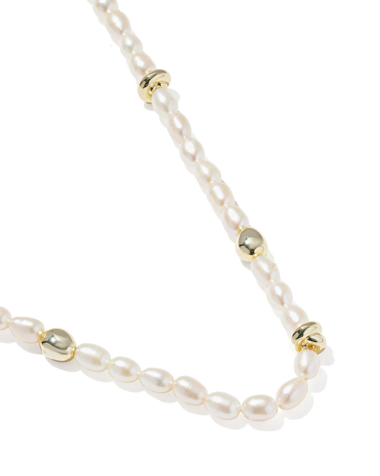 Gabriella Pearl Strand Necklace Gold Freshwater Cultured Pearl