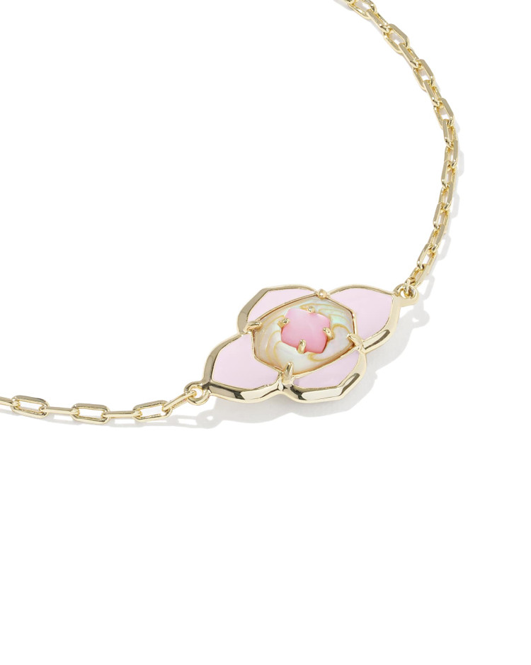 Abbie Medallion Pendant Necklace Gold Pink Mix
