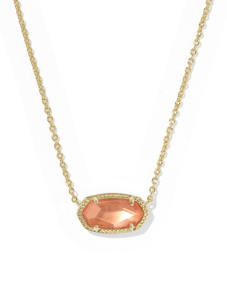Elisa Necklace Gold Burnt Orange Mother of Pearl