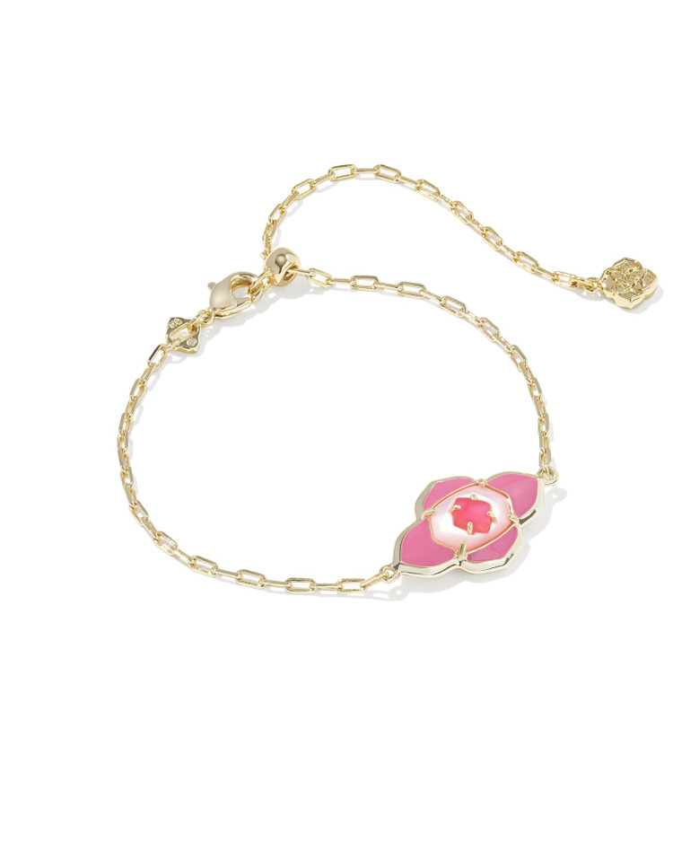 Abbie Medallion Delicate Chain Bracelet Gold Hot Pink Mix