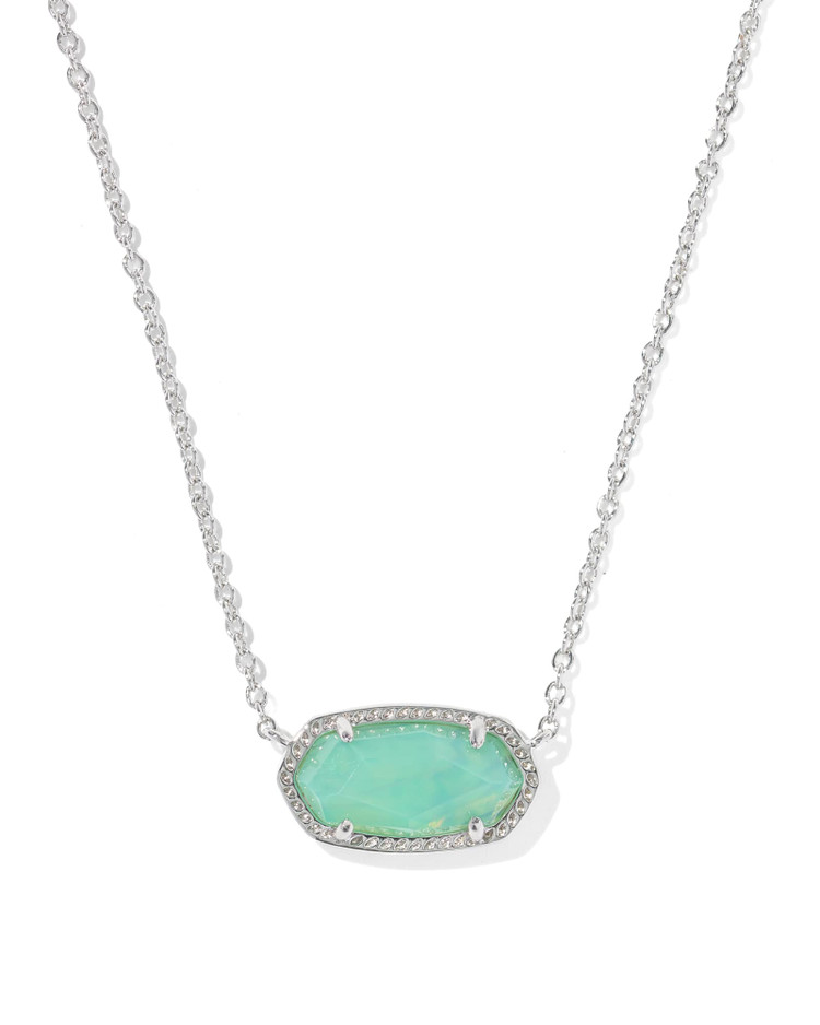 Elisa Necklace Rhodium Mint Iridescent Abalone
