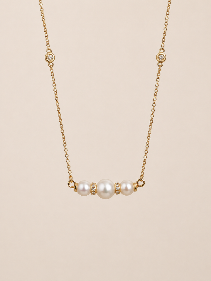 Pearl and Diamond Necklace-14KY