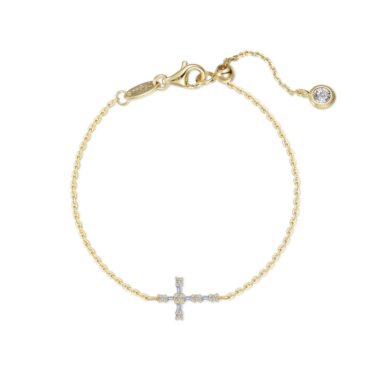 0.16cttw Minimalist Dainty Baguette Cross Bracelet