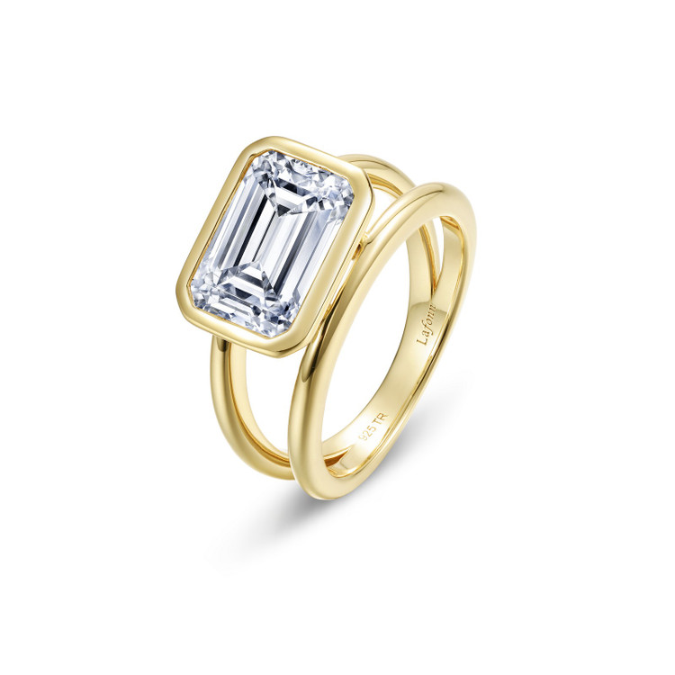 3.20cttw The Floating Emerald Bezel Split-Shank Ring Size 7