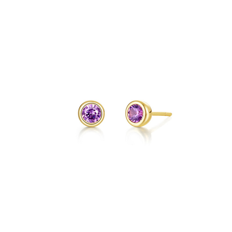 June Birthstone Bezel Stud Earrings