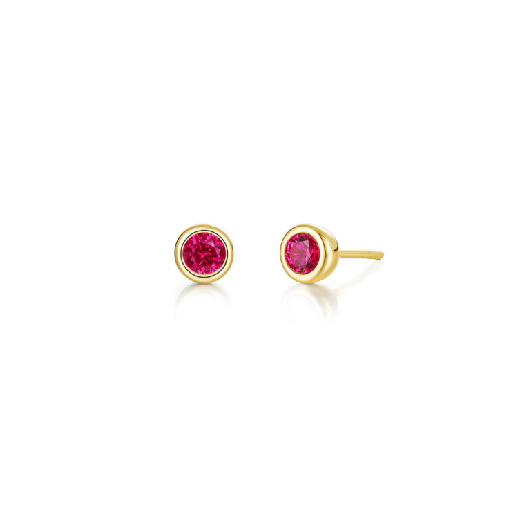 July Birthstone Bezel Stud Earrings