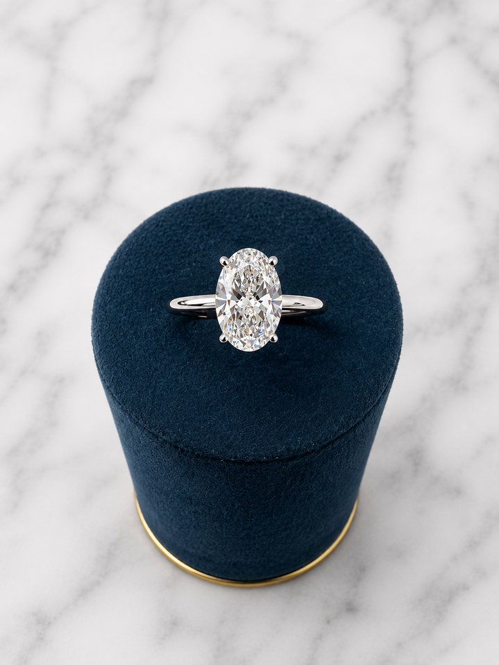 2.17cttw Lab Grown Oval Solitaire Engagement Ring-14KW