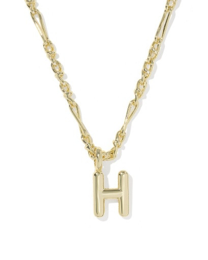 Bubble Letter H Short Pendant Necklace