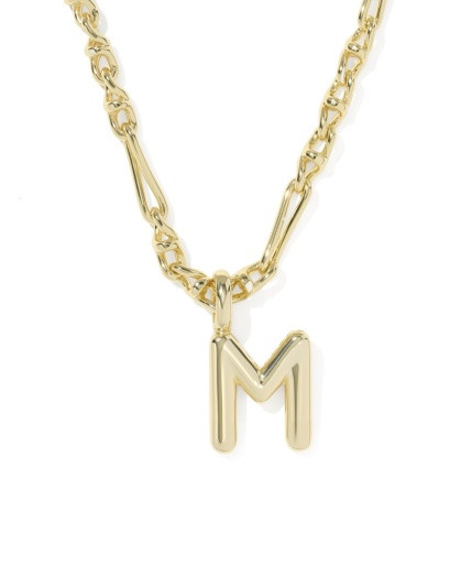 Bubble Letter M Short Pendant Necklace