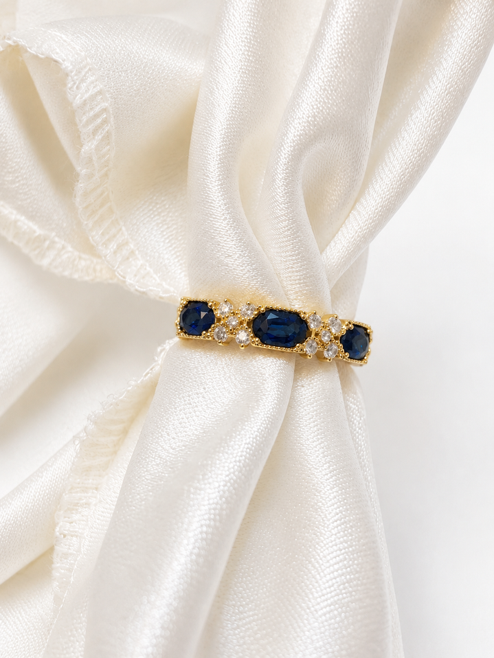 Sapphire and Diamond Band-14KY
