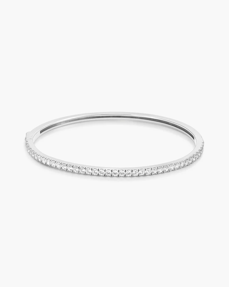 Pave Tennis Bangle - Sterling Silver