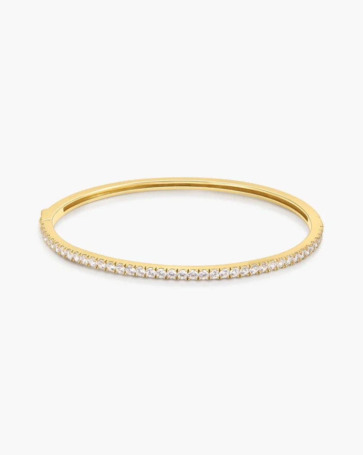 Pave Tennis Bangle - Gold Plated Sterling Silver