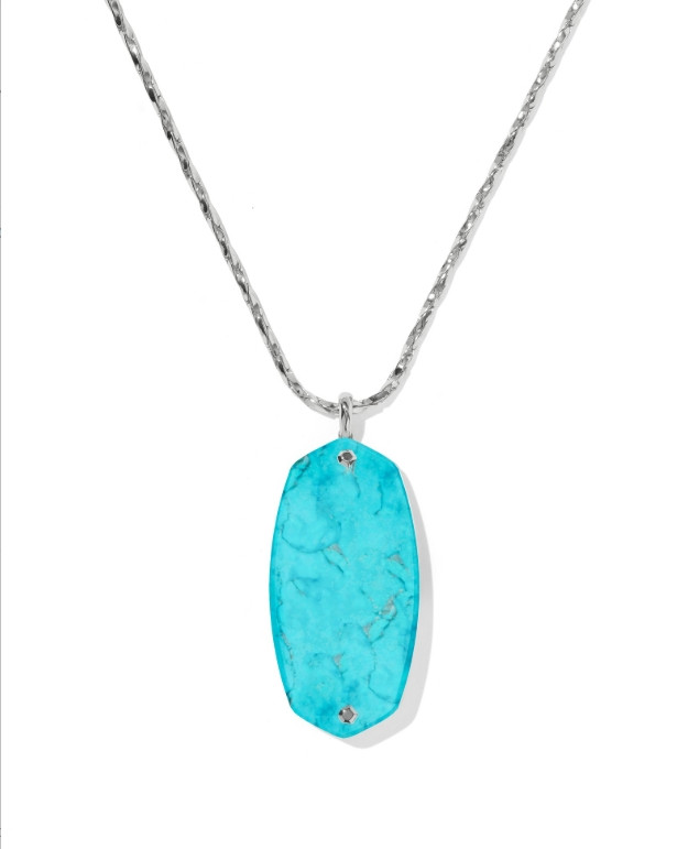 Danielle Riveted Long Pendant Gold Tone/Rhodium Variegated Turquoise