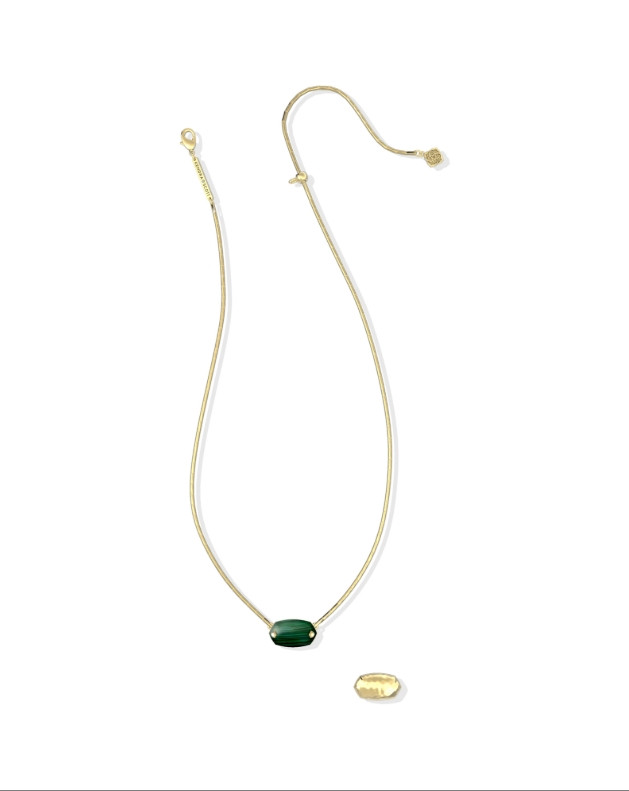 Elisa Riveted Pendant Necklace Gold Tone/Green Malachite