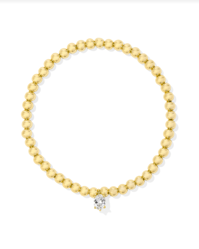 Cailin Stretch Bracelet Gold Tone - White Crystal