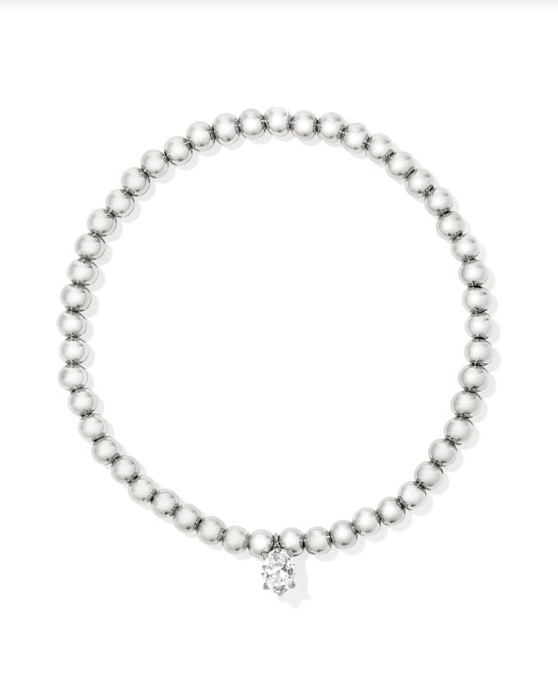 Cailin Stretch Bracelet Rhodium - White Crystal