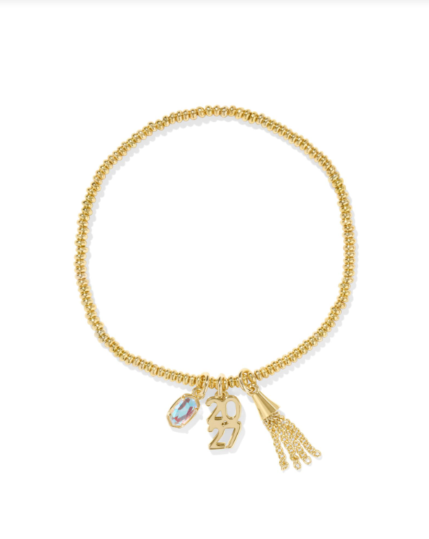 2027 Graduation Stretch Bracelet Gold Tone - Dichoric Glass