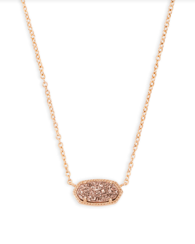 Elisa Necklace Rose Gold Tone - Rose Gold Drusy