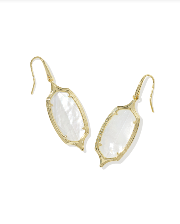 Dani Step Frame Drop Earring Gold Tone Ivory Mother of Pearl