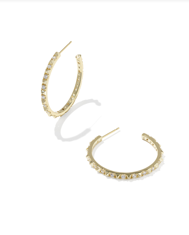 Fate Hoop Earring Gold Tone White CZ