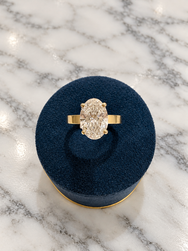 3.20cttw Lab Grown Oval Engagement Ring-14KY
