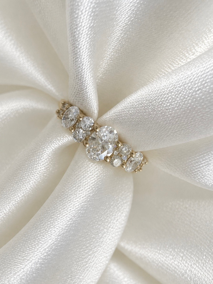 1.20cttw Lab Grown Oval and Round Ring-10KY