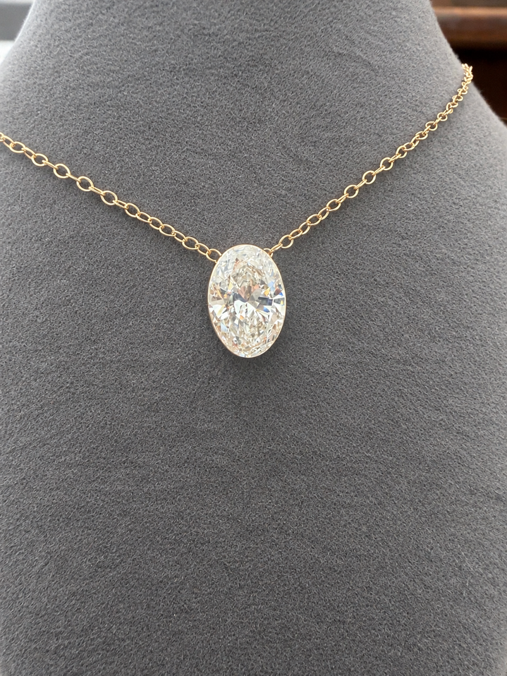 2.00cttw Lab Grown Oval Necklace -10KY