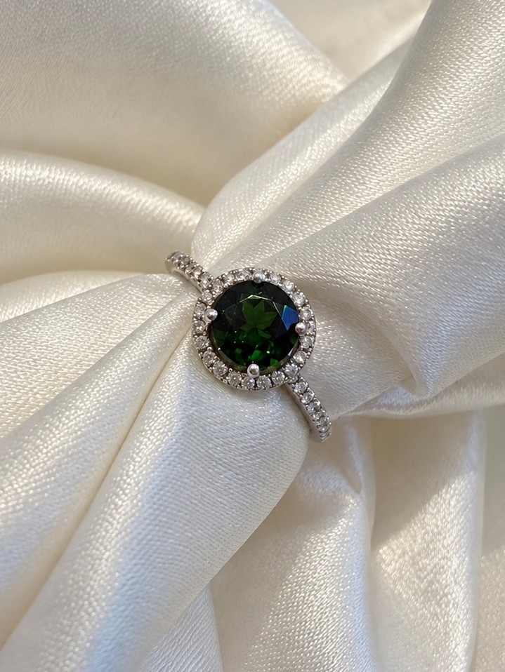 Russalite and Diamond Ring-14KW