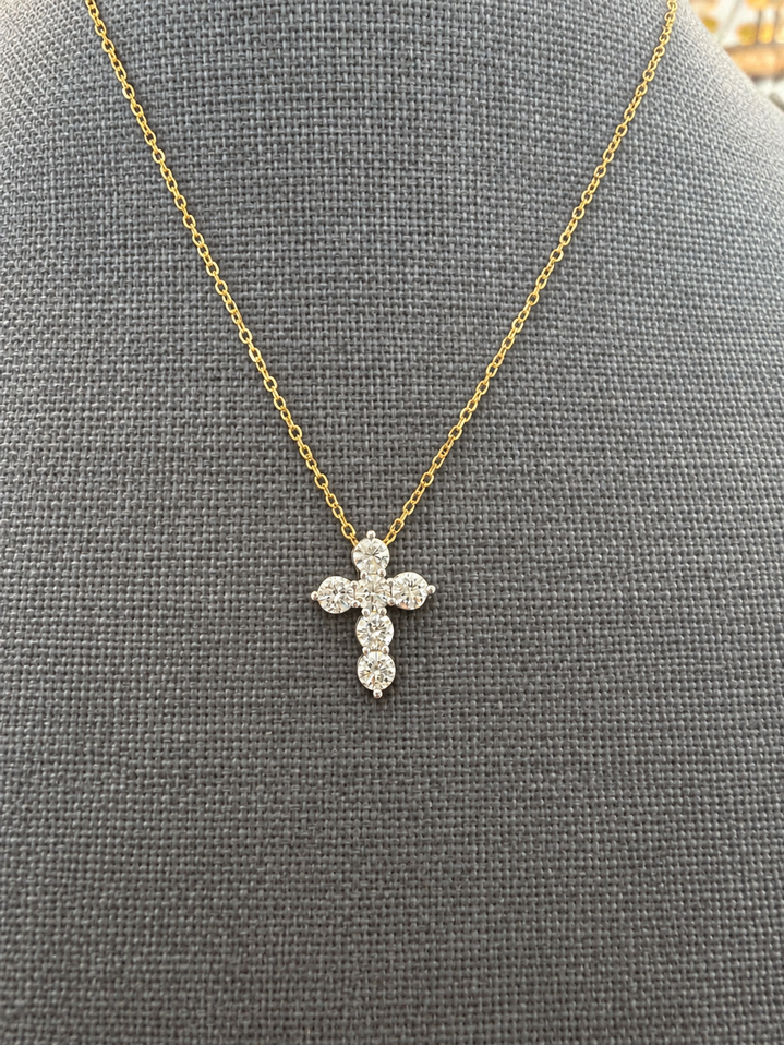 1.00cttw Lab Grown Diamond Cross Necklace-14KTT
