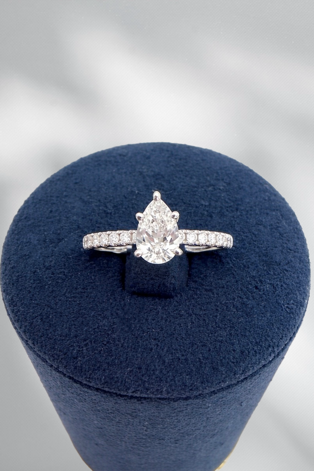 .87cttw Pear Engagement Ring-14KW