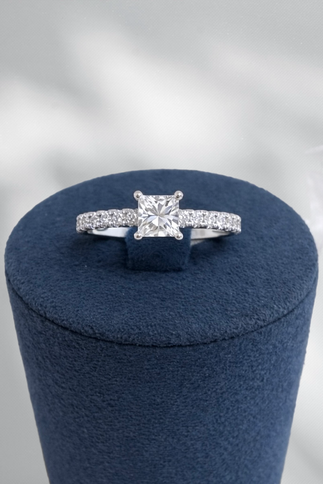 .75cttw Princess Cut Engagement Ring- 14KW
