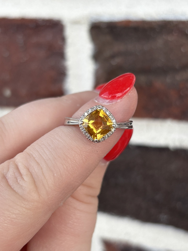 Square Citrine Ring
