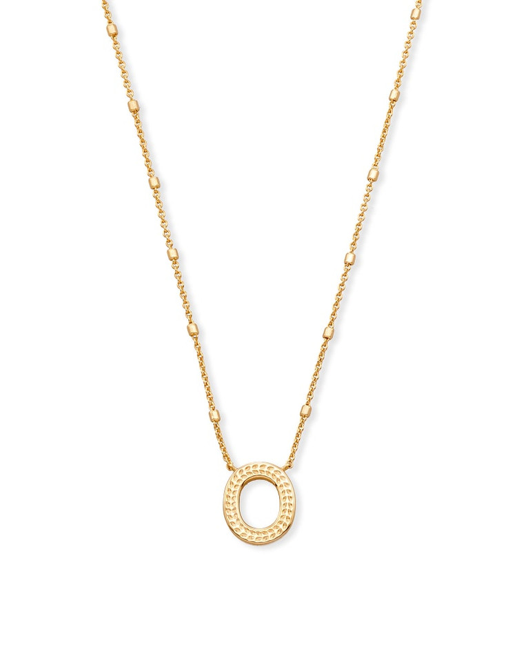 Letter "O" Pendant Necklace-Gold Tone