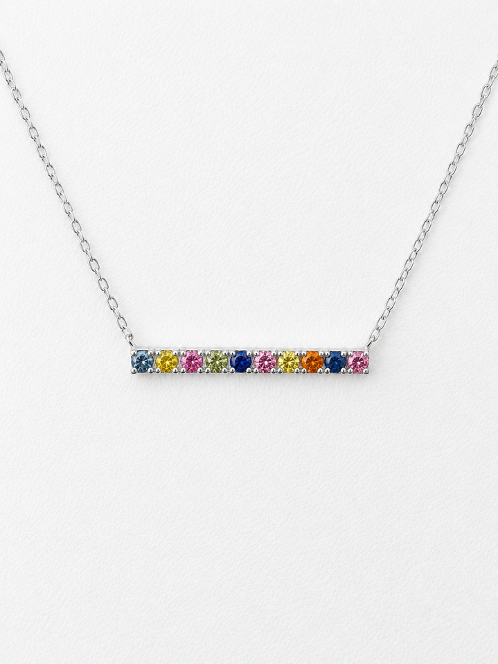 Multi Color Sapphire Necklace-18KW