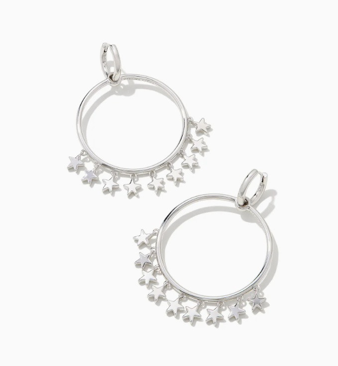 Sloane Star Open Frame Earrings in Rhodium Tone