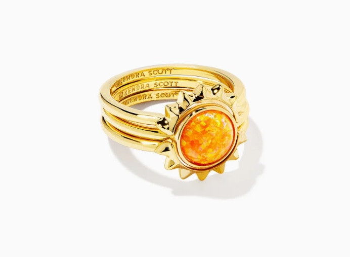 Sienna Sun Ring Set in Citrus Opal- Gold Tone (Size 5)