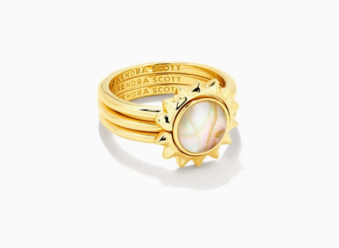 Sienna Sun Ring Set in Iridescent Abalone- Gold Tone (Size 5)