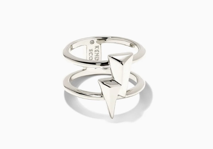 Bolt Double Band- Rhodium (Size 5)