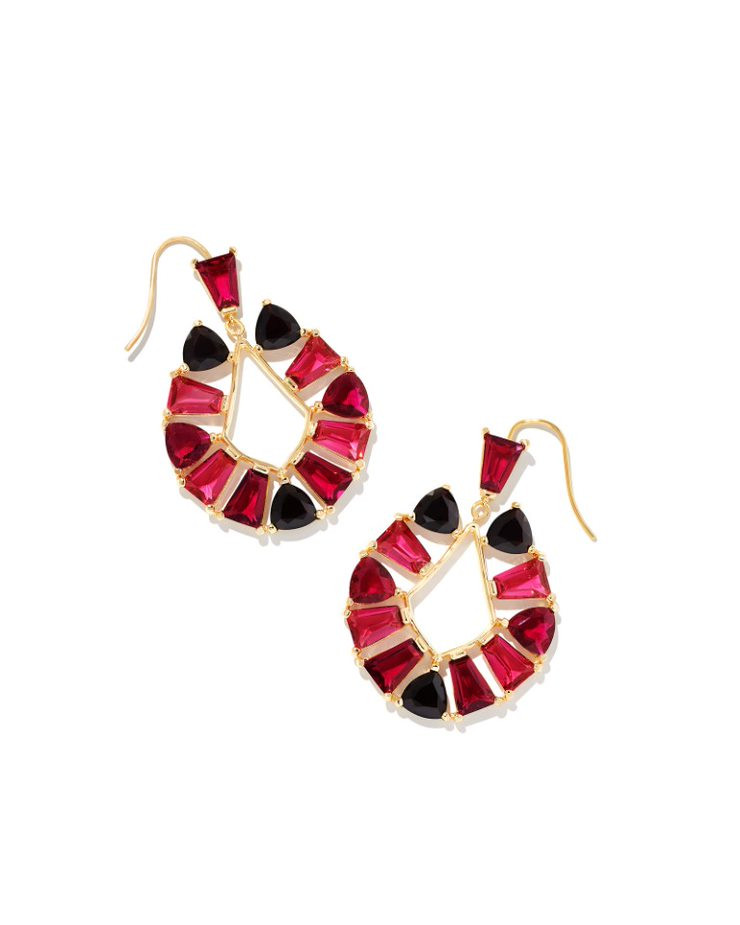 Blair Jewel Open Frame Earrings in Ruby Mix-Gold Tone