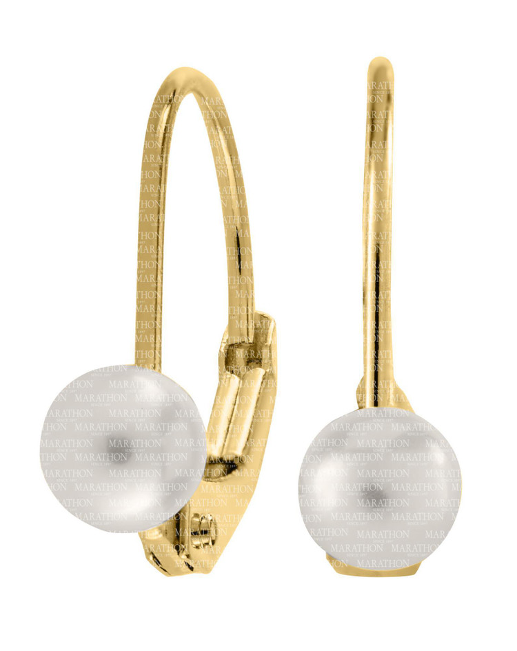 Lever Back Pearl Earrings-14KY