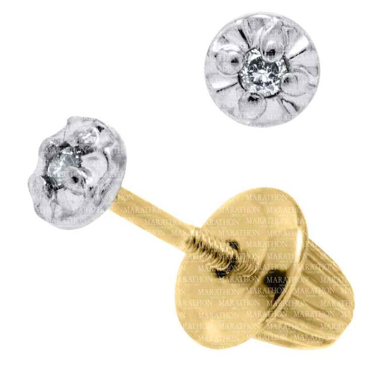 Children's Two Tone Diamond Stud Earrings-14KY