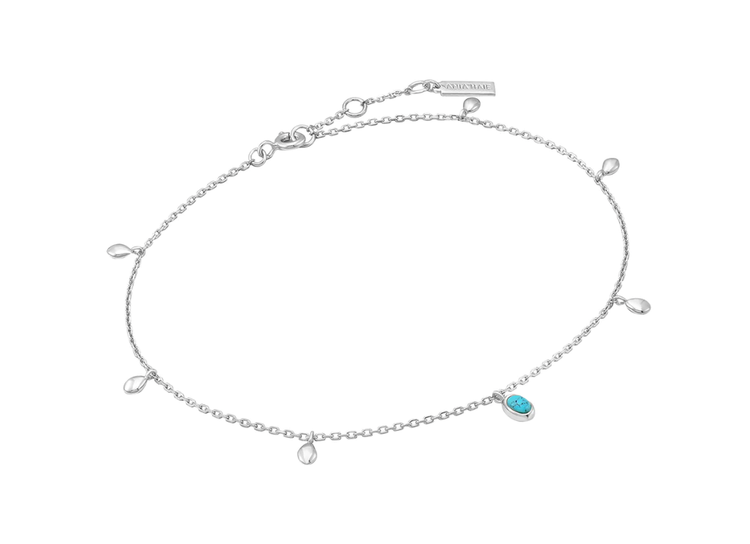 Silver Turquoise Drop Anklet