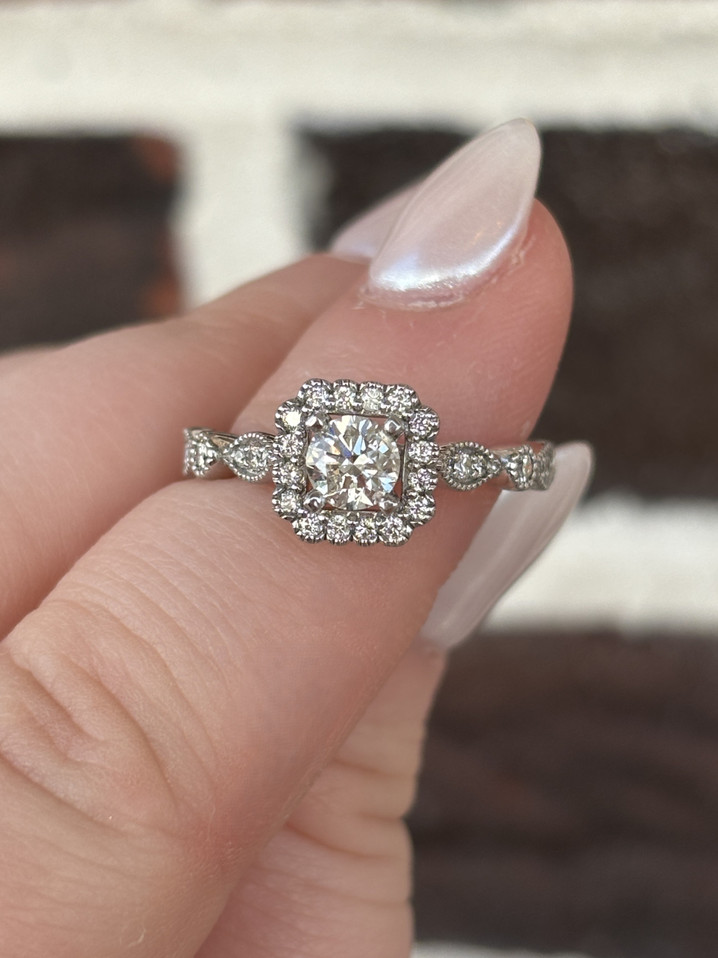 .91cttw Round Engagement Ring with Unique Band