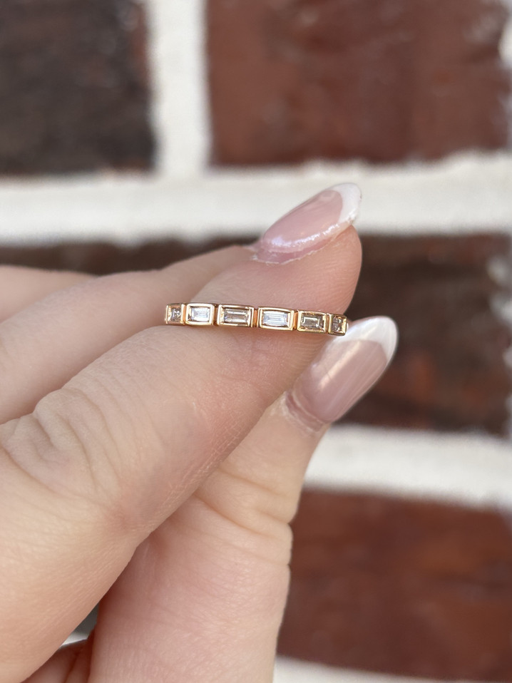 Seven Stone Baguette Band in Rose Gold