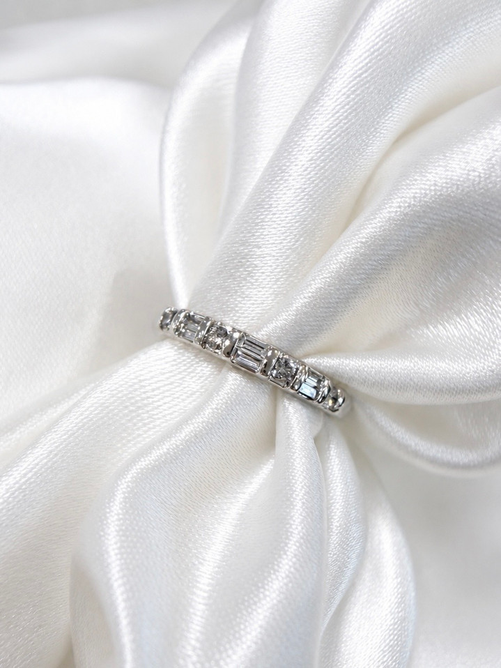 .25cttw Baguette and Round Diamond Band- 14KW