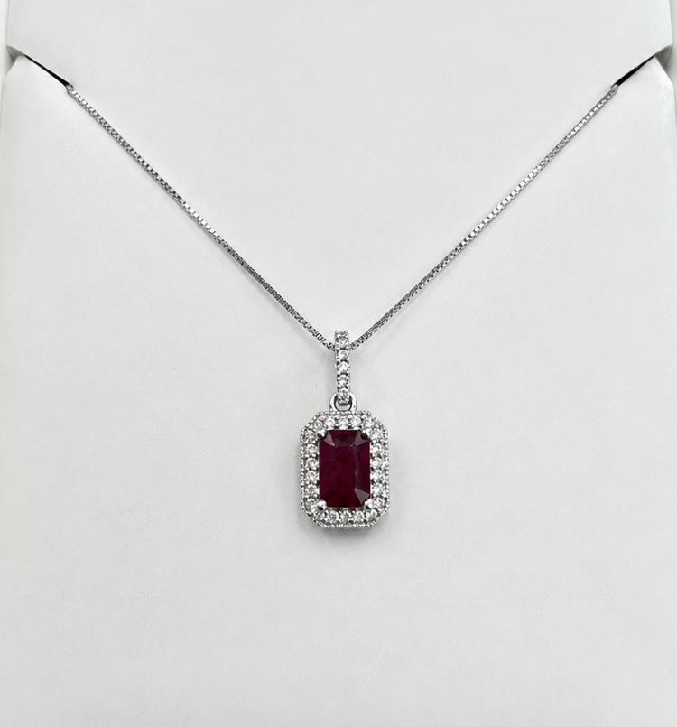.74cttw Ruby and Diamond Necklace-14KW